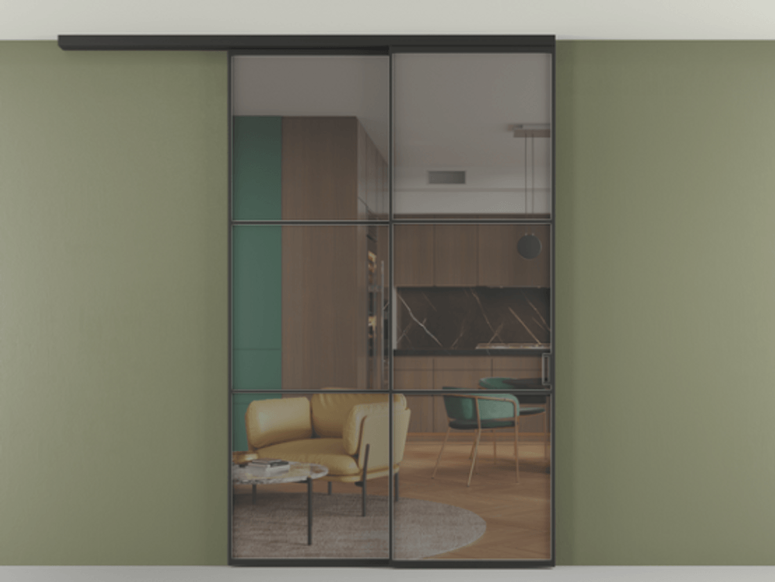 Перегородка Formato вдоль стены на потолок телескопик синхро 2 АЛПР 040.03 Алюминий Черный Прозрачное серое стекло, триплекс, 6 мм. Скрытый короб ЧЕР Цена 293140 ₽ 1. Полотно 2 шт.  (800/2100 мм)
2. Комплект установки раздвижной системы
3. Базовый комплект фурнитуры
4.Ручка RONDO
. Фабрика дверей Волховец 8 (800) 551 43 19  Перегородка Formato вдоль стены на потолок телескопик синхро 2 АЛПР 040.03 Алюминий Черный Прозрачное серое стекло, триплекс, 6 мм Цена 293140 ₽ | Volhovec