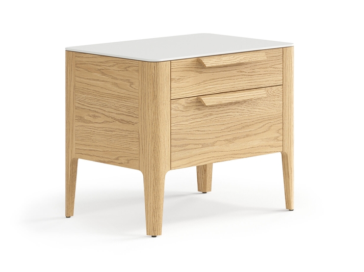 Мебель Тумба прикроватная Piega 2 ящика. Цвет Дуб соломенный матовый. Материал Массив дуба матовый. Коллекция Тумба прикроватная Piega 2 ящика. Картинка.