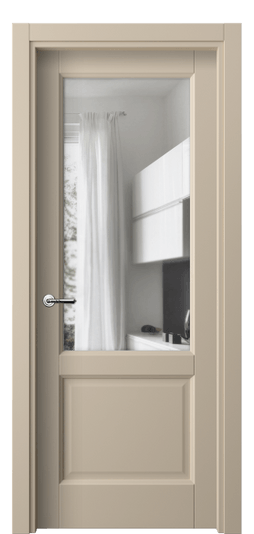 Дверь межкомнатная 1422 ПЭСБ Прозрачное стекло. Цвет ПЭТ светло-бежевый. Материал ПЭТ. Коллекция Galant. Картинка.