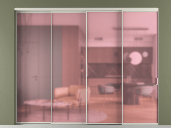 Алюминевая перегородка vn4_01_ Алюминий тёплый серый Сатинированное розовое стекло, триплекс, 6мм. Цвет Алюминий тёплый серый. Материал Алюминий в эмали. Коллекция Перегородка Формато внутри проёма 4 створки с синхронным механизмом. Фото. Алюминевая перегородка vn4_01_ Алюминий тёплый серый Сатинированное розовое стекло, триплекс, 6мм. Цвет Алюминий тёплый серый. Материал Алюминий в эмали. Коллекция Перегородка Формато внутри проёма 4 створки с синхронным механизмом. Картинка.