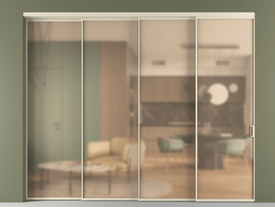 Алюминевая перегородка vn4_01_ Алюминий бежево-серый Сатинированное оранжевое стекло, триплекс, 6мм. Цвет Алюминий бежево-серый. Материал Алюминий в эмали. Коллекция Перегородка Формато внутри проёма 4 створки с синхронным механизмом. Фото. Алюминевая перегородка vn4_01_ Алюминий бежево-серый Сатинированное оранжевое стекло, триплекс, 6мм. Цвет Алюминий бежево-серый. Материал Алюминий в эмали. Коллекция Перегородка Формато внутри проёма 4 створки с синхронным механизмом. Картинка.