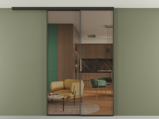 Алюминевая перегородка АЛПР 040.01_ААН_Бронза триплекс_new. Цвет Алюминий антрацит. Материал Алюминий в эмали. Коллекция Перегородка Формато вдоль стены на потолок 2 створки с синхронным механизмом. Фото. Алюминевая перегородка АЛПР 040.01_ААН_Бронза триплекс_new. Цвет Алюминий антрацит. Материал Алюминий в эмали. Коллекция Перегородка Формато вдоль стены на потолок 2 створки с синхронным механизмом. Картинка.