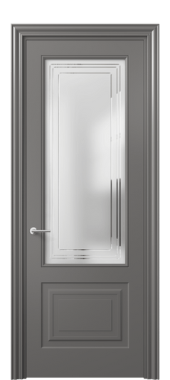 Дверь межкомнатная 8452 МКЛС Сатин с гравировкой Mascot. Цвет Матовый классический серый. Материал Гладкая эмаль. Коллекция Mascot. Картинка.