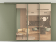 Перегородка Формато вдоль стены на потолок 3 створки с синхронным механизмом