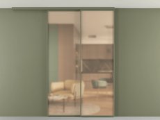 Перегородка Формато вдоль стены на потолок 2 створки с синхронным механизмом